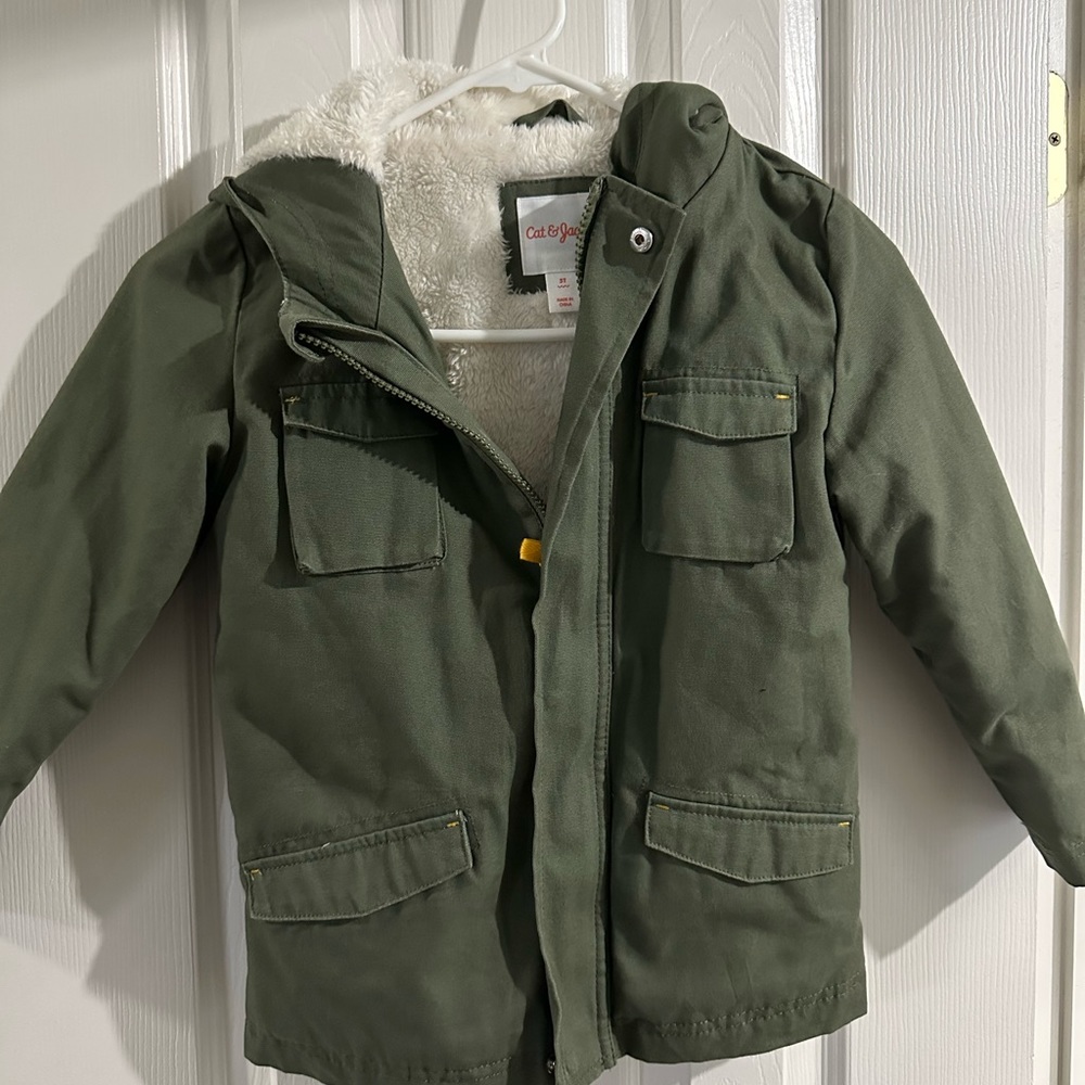 Size 5 army green cat & jack jacket gently used